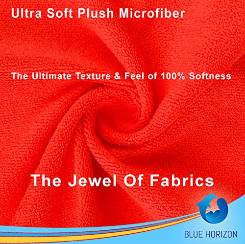 Blue Horizon Microfiber Cleaning Towels, Pack Of 24, Ultra Soft Plush Washcloth, All Purpose Premium Microfiber Detailing Cleaning Cloths Reusable Shop Towels (16" X 16", Red) #TOP2