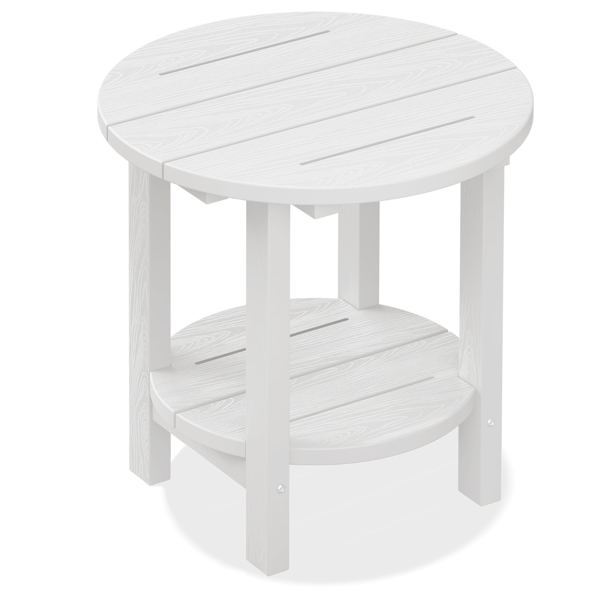 Photo 1 of ***Factory seal****

SERWALL Round Outdoor Side Table, HDPE Small Adirondack End Table,2-Tier Patio Side Table for Backyard Pool Porch Garden Lawn, White