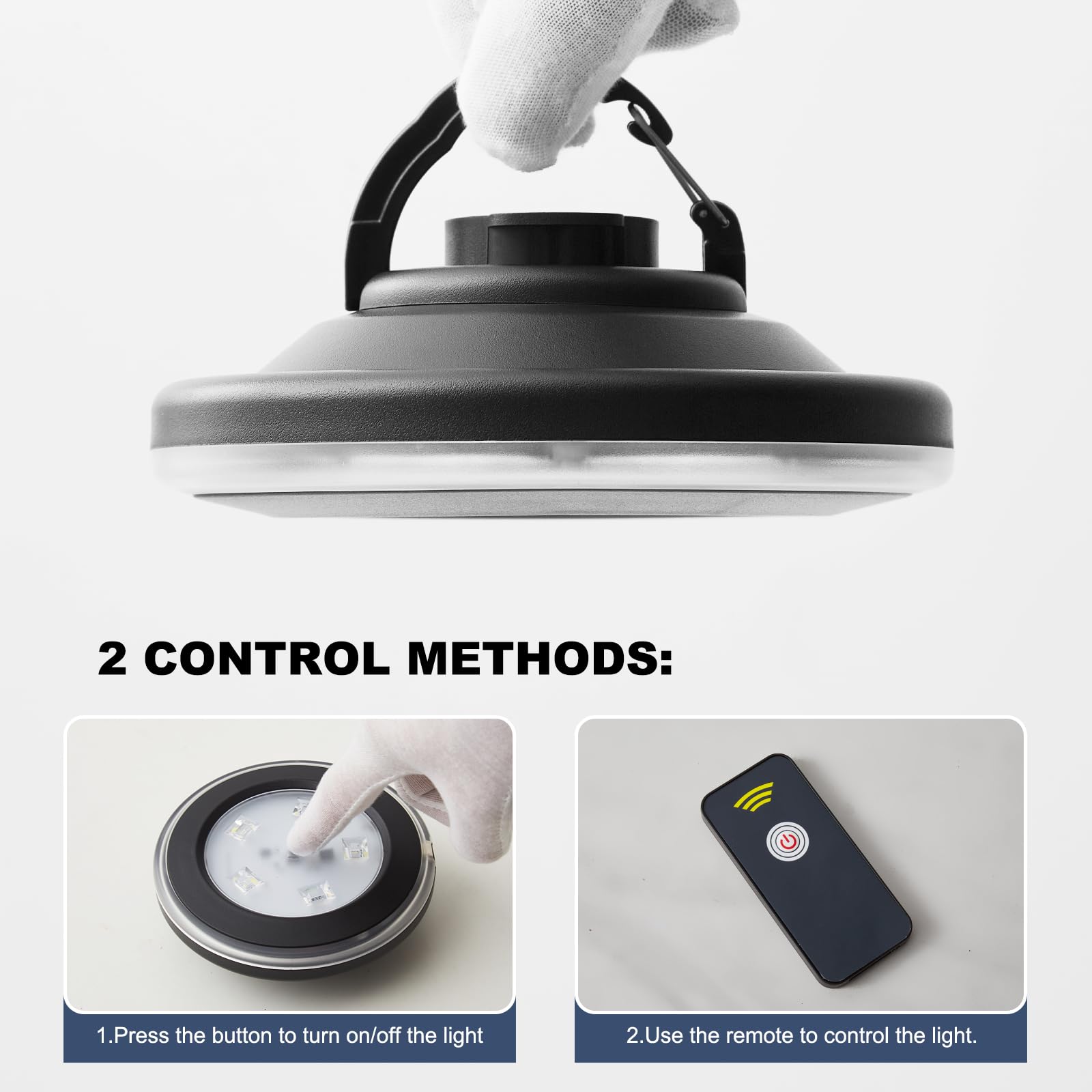 Lampe de parasol rechargeable avec télécommande, fonctionne à piles, avec 3 luminosités, lumière LED d'extérieur pour parapluies déportés, tentes, noir