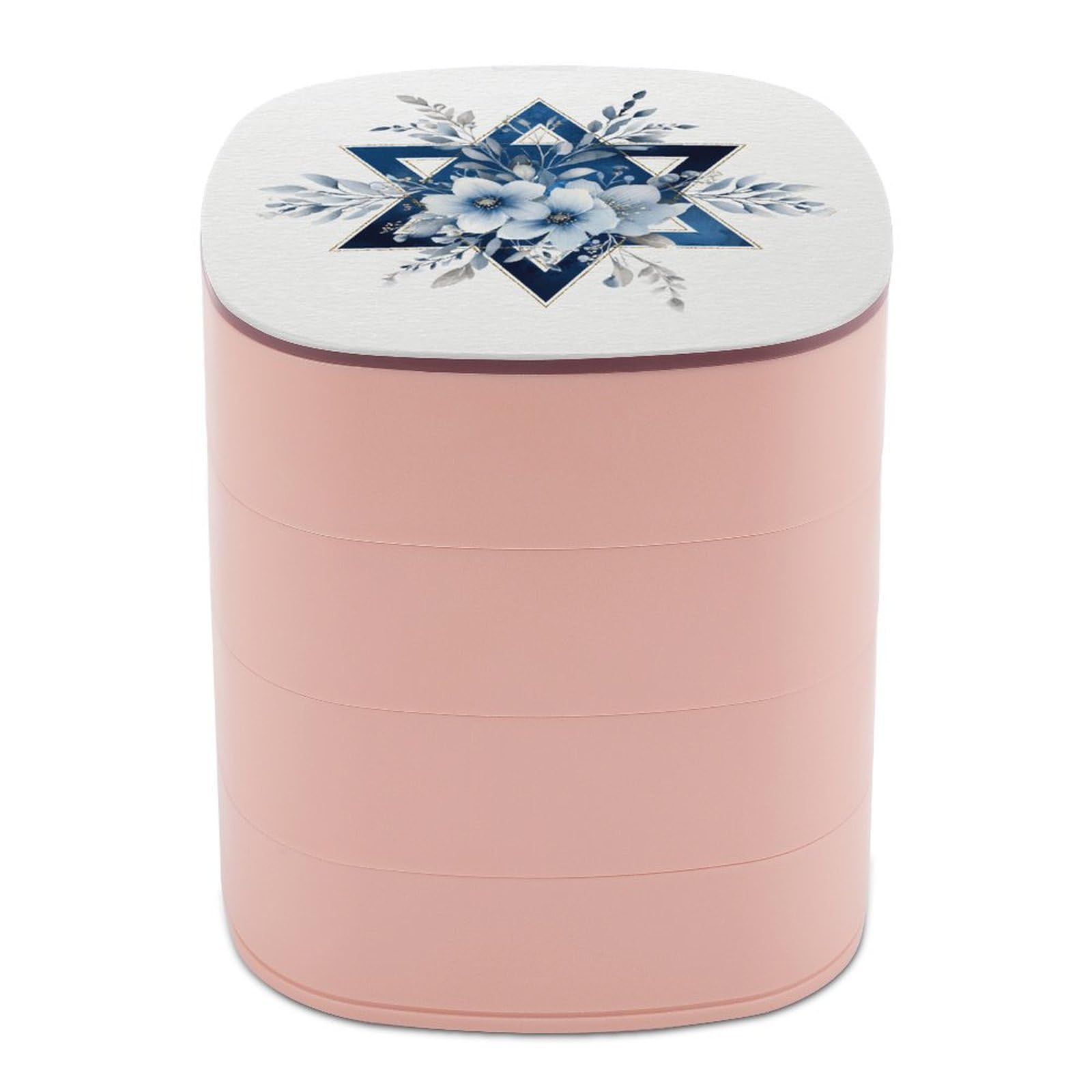 Jubonexis Star And Pale Blue Flowers Jewelry Boxes for Women, Earring Holder Organizer Rotating Jewelry Organizer for Necklaces Bracelets Ring