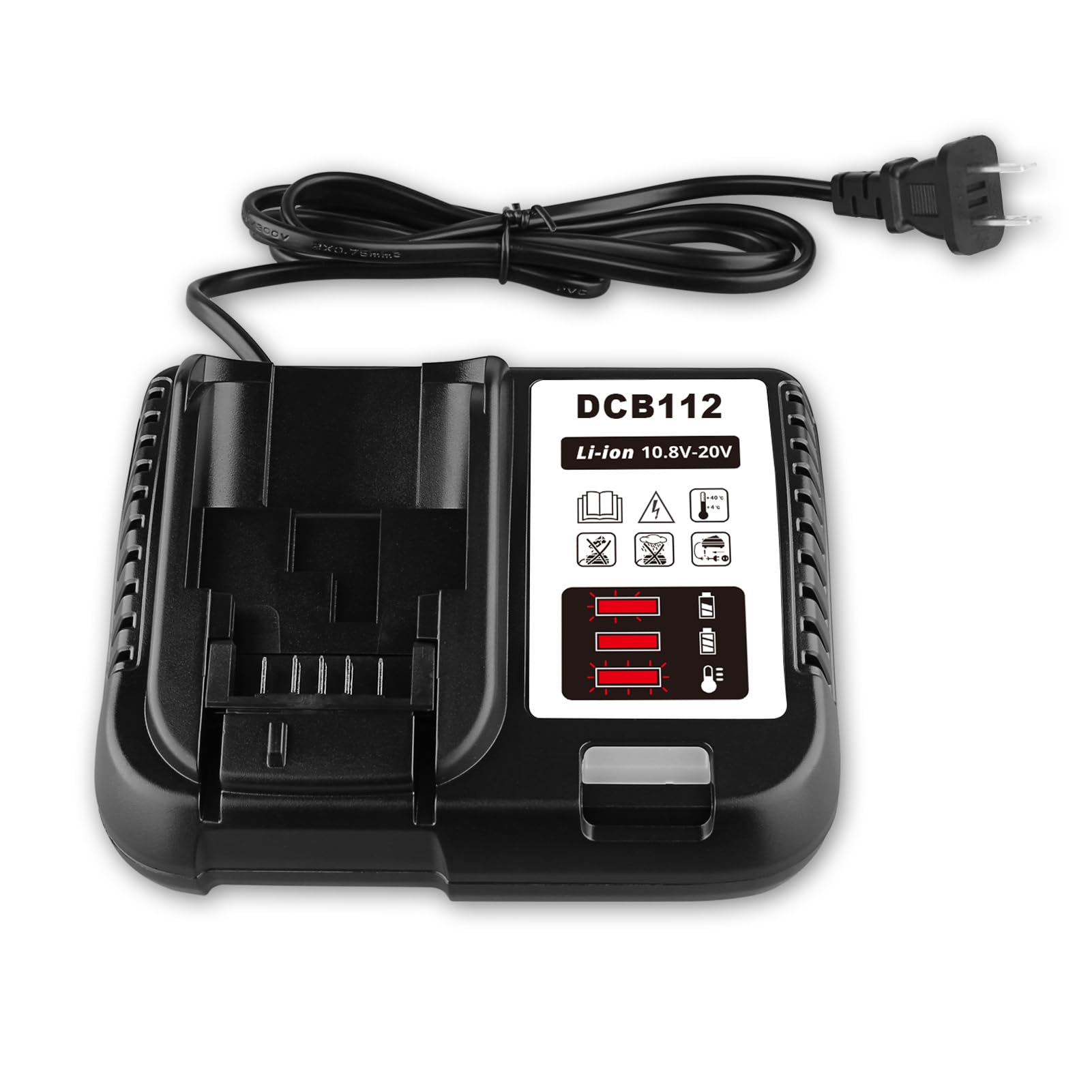 DCB112 Battery Charger Replacement for DeWalt 20 Volt MAX Lithium Battery Charger Compatible with 12V 20V Max Li-ion Battery DCB100 DCB121 DCB123