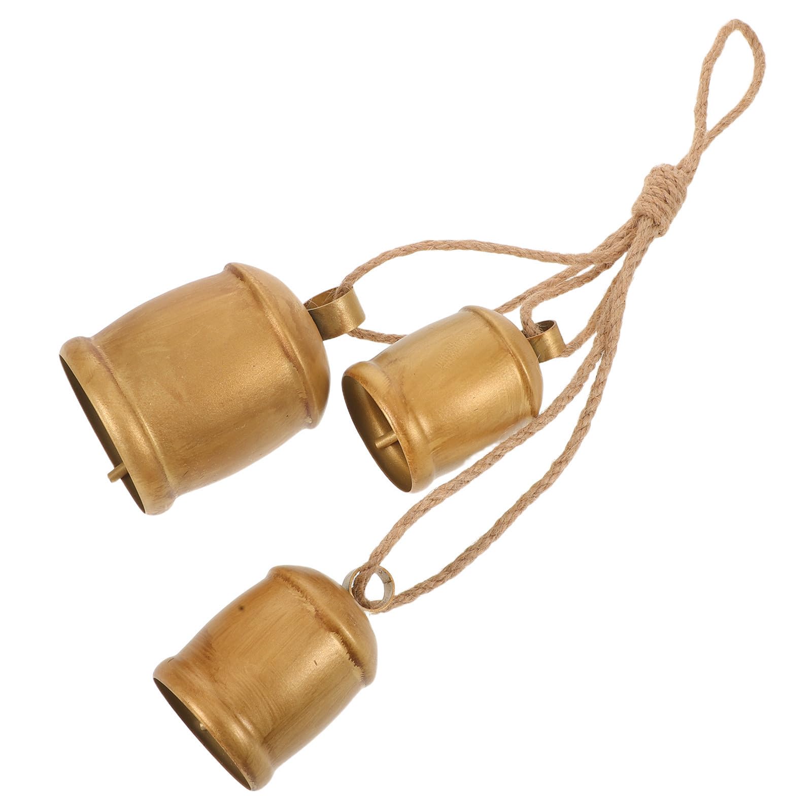 TOYANDONA 3 Piezas Campana Decorativa Navideña de Metal con Cuerda de Yute