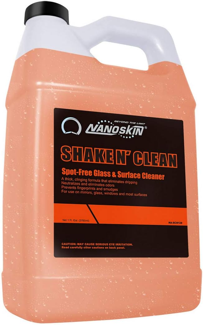 Nanoskin Shake N’ Clean Glass Cleaner 5 Gallons – Thick Clinging Sprayable Glass Cleaning Solution | for Auto and Home for a Streak-Free Shine | Safe for Tinted and Non-Tinted Windows | Ammonia Free