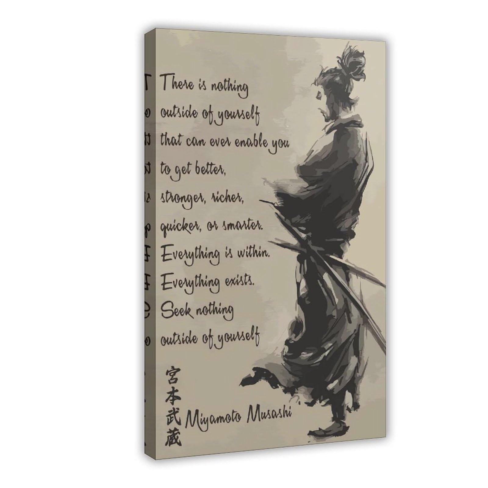 Qnvjqkdsi Frame Japanese Samurai Miyamoto Musashi Quote (2) Canvas Poster Bedroom Decor Landscape Office Room Decor Gift 8" L X 12" W