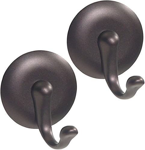 iDesign York AFFIXX - Ganchos de almacenamiento autoadhesivos de plástico sin BPA, 2.3 x 2 x 1.5 pulgadas, bronce (paquete de 2)