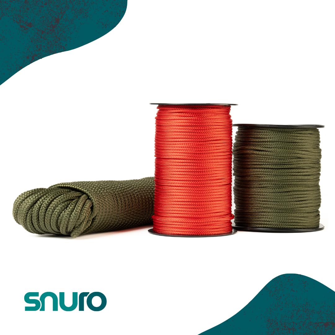 Cuerda de poliéster (3 mm, 100 m, color verde caqui), poliéster trenzado, fuerte, resistente a la intemperie y versátil, cuerda resistente a la intemperie, ideal para exteriores y supervivencia