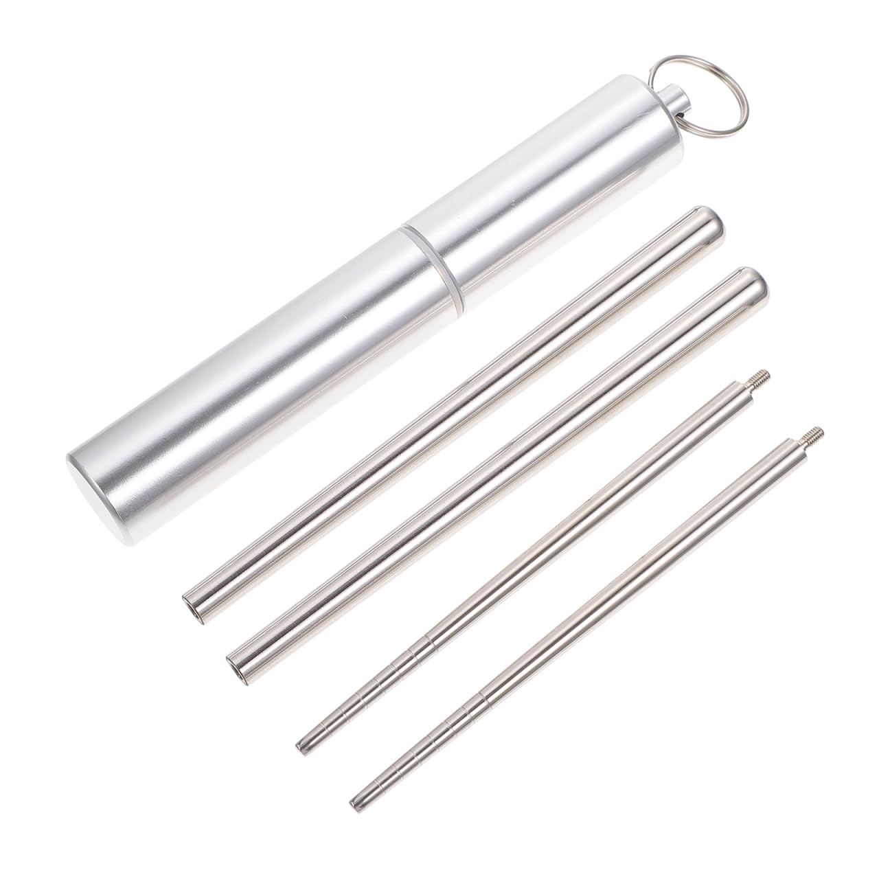 UKCOCO 1 set di posate portatili in acciaio inox con custodia e bacchette, per viaggi, campeggio e uso all'aperto, stoviglie per famiglia e feste