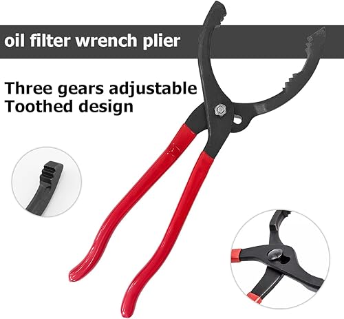 Miniatura 4 de Alicates de filtro de aceite ajustables de 12 pulgadas, herramienta de extracción de llave de filtro de aceite, empuñaduras antideslizantes y diseño