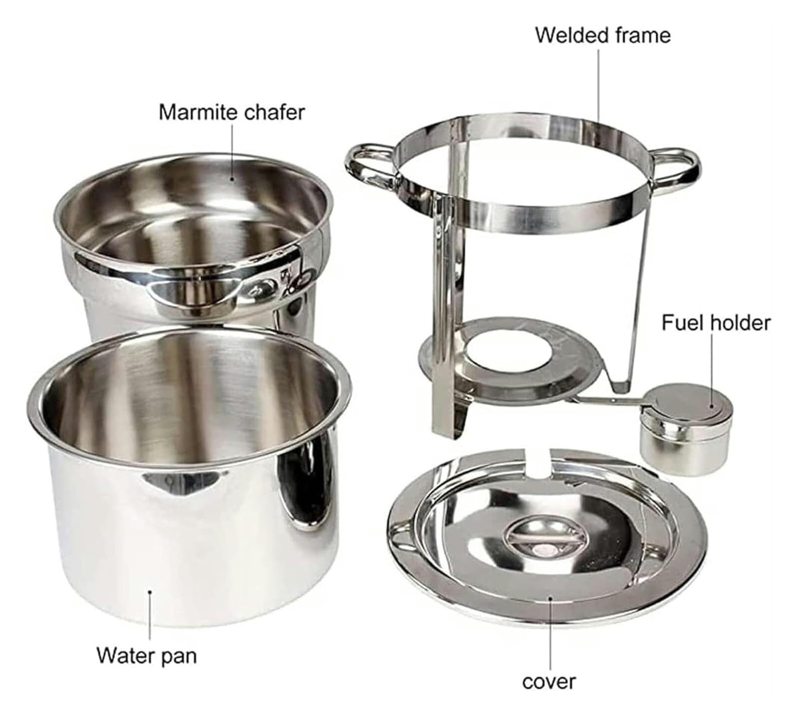 Zuppiera Elettrica, Bollitore per Zuppa, Set da buffet for scaldavivande commerciale con bollitore rotondo for zuppa, pentola for acqua, coperchio e contenitore for combustibile(11L)