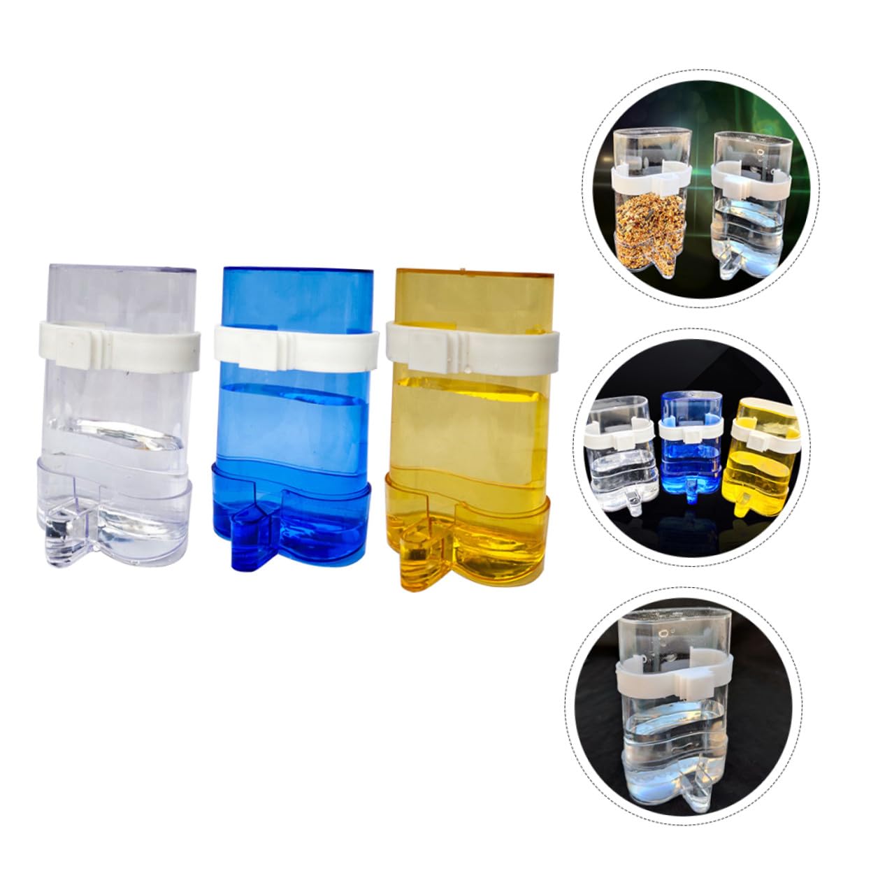 VICASKY 12 pièces Distributeur Automatique pour Oiseaux avec Abreuvoir et Mangeoire Transparent pour Cage à Perroquets et Perruches et Facile à Nettoyer