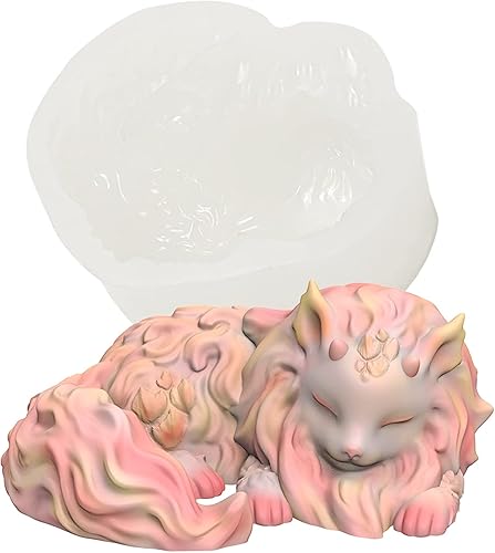 Molde de silicona lindo gatito con cuernos de dragón que decora el molde de silicona de resina epoxi de arcilla polimérica