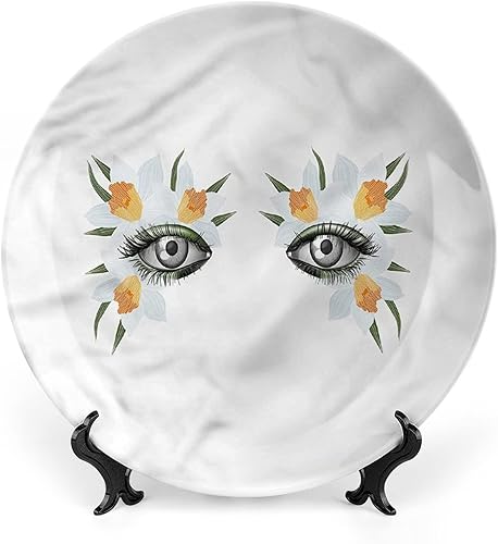 Miniatura 8 de Plato decorativo de 10 pulgadas, plato de vajilla de mal de ojo, placa de exhibición de iconos de creencias supersticiosas para cenas finas, eventos