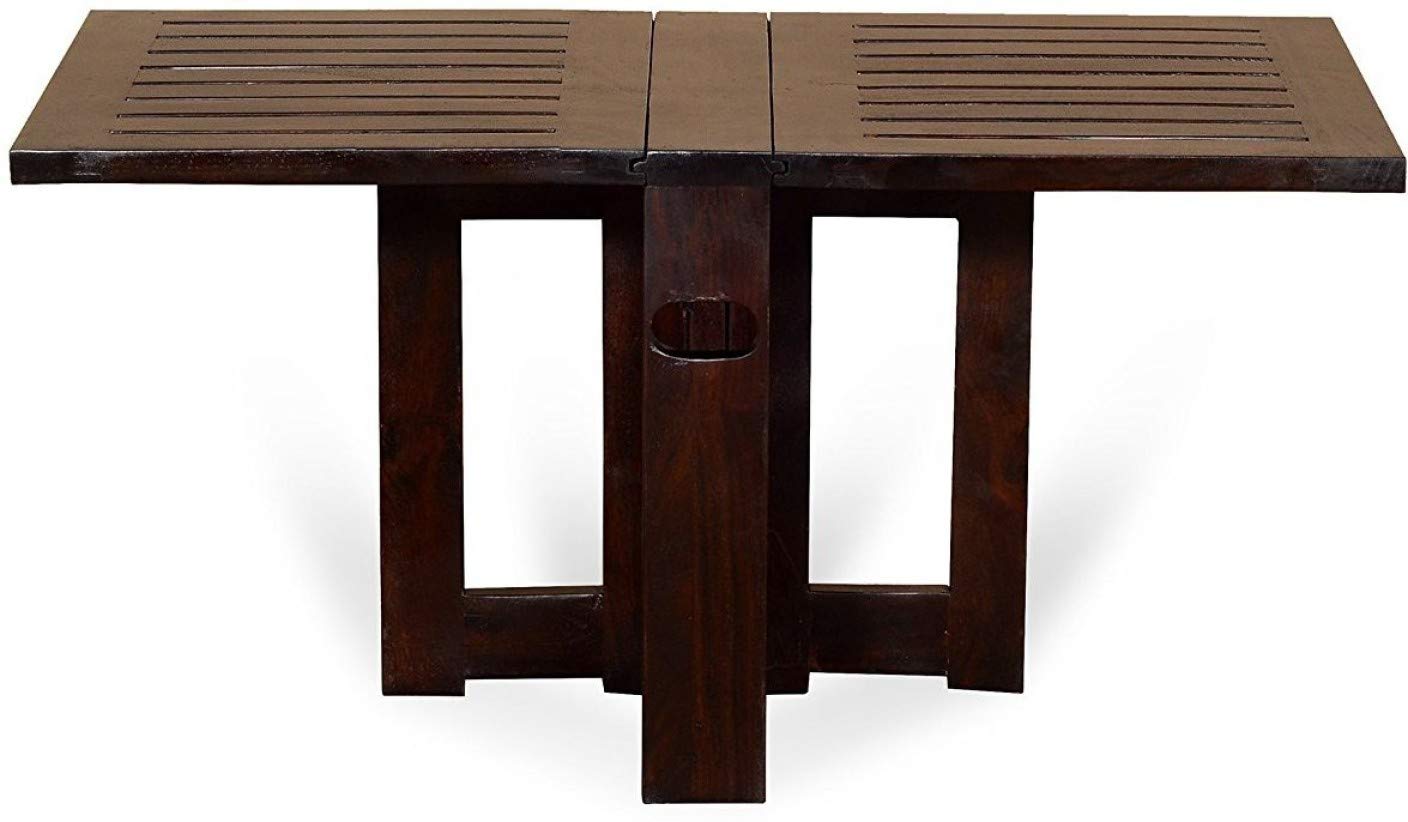 True Living Sheesham Wood Table Living Room Foldable Square Coffee