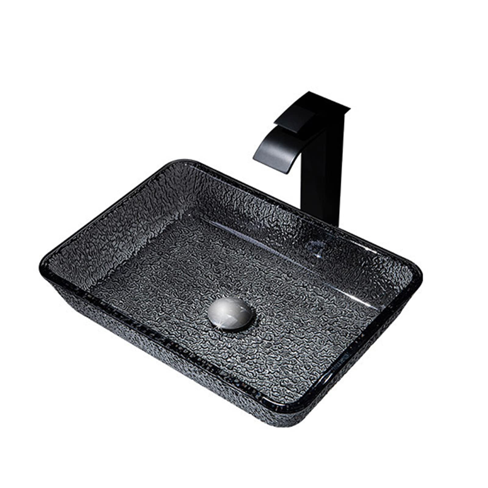 ASerZenith Bathroom Vessel Sink,Tempered Glass Vessel Sink With Brass Faucet And Drain Combo Artistic Vessel Sink Vanity Counter Top Installation(C-C)