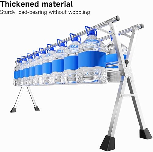 Miniatura 2 de MIKEE Tendedero de Ropa de 79 Pulgadas, Perchero de Secado de Ropa Plegable para InteriorExterior, Estante de Ropa Ajustable en Longitud, Ahorro de