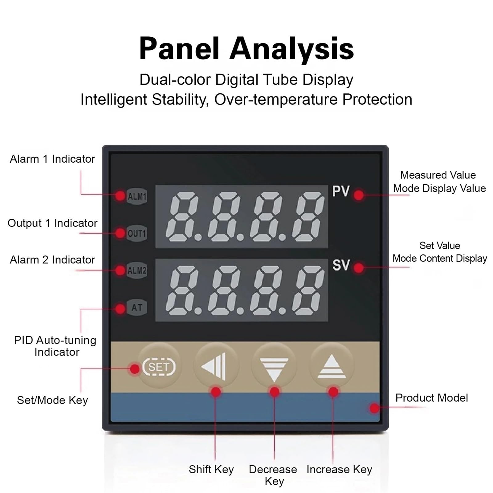 Controlador de temperatura PID digital REX-C100, salida de relé de estado sólido, instrumento de termostato industrial(Blue)
