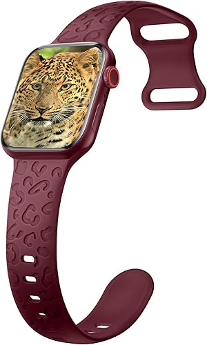 Miniatura 1 de Correa de silicona de leopardo compatible con Apple Watch Band 1.496 in 1.575 in 1.614 in 1.654 in 1.732 in 1.772 in 1.929 in, pulseras deportivas