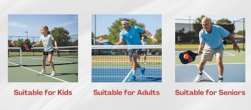 Miniatura 5 de Juego de paletas de pickleball 2 paletas ligeras con material de fibra de carbono y acabado de fibra de vidrio para disparos controlados, diseño