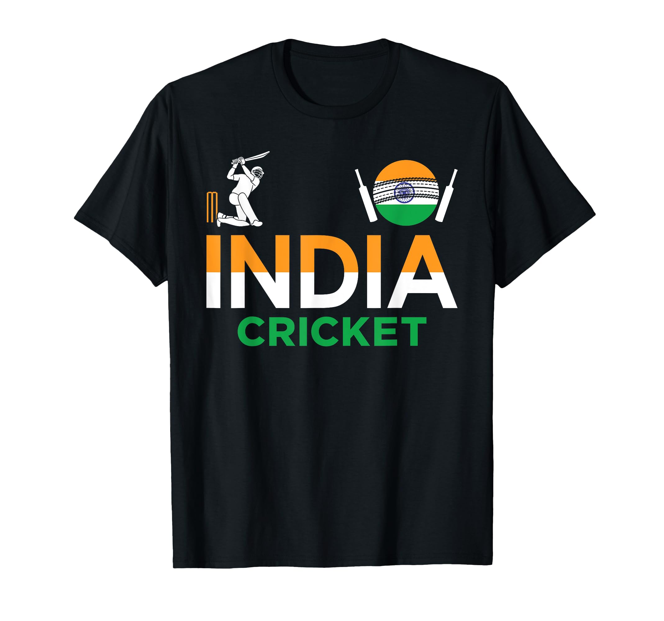 India Cricket Flag Tee for Lovers of Cricket Game Cricketers T-Shirt