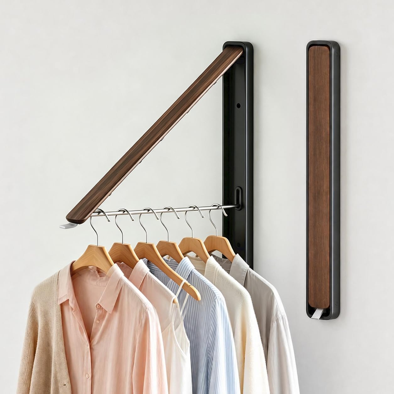 Folding Clothes Hanger Rack Wall mounted for Laundry Clothes Drying Rack