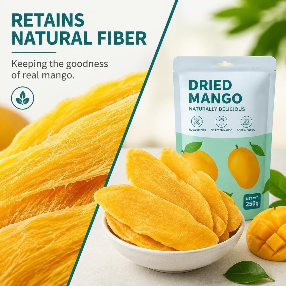 Getrocknete Mangoscheiben, 500 g, süßer Kausnack