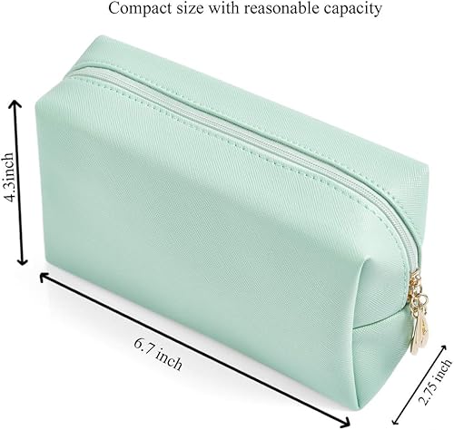 Miniatura 2 de Bolsa de cosméticos de piel sintética para mujer, bolsa de maquillaje minimalista para uso diario, bolsa de almacenamiento portátil, pequeña bolsa