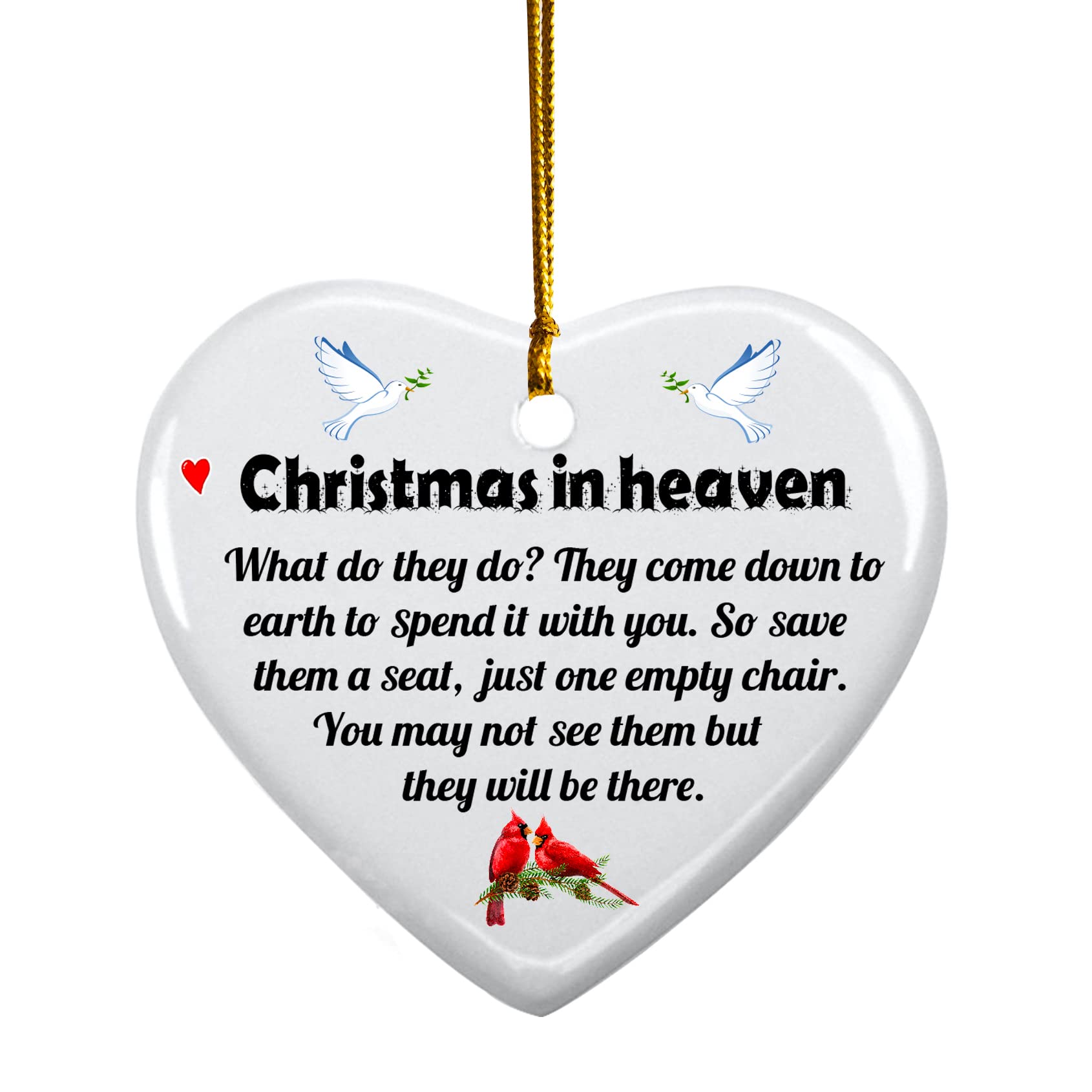 ANLEMINRed Cardinal Christmas in Heaven Memorial Ornament Xmas Tree Hanging Keepsake Decorative Ornament in Loving Memory Wedding Remembrance Sympathy Gifts for Loved One