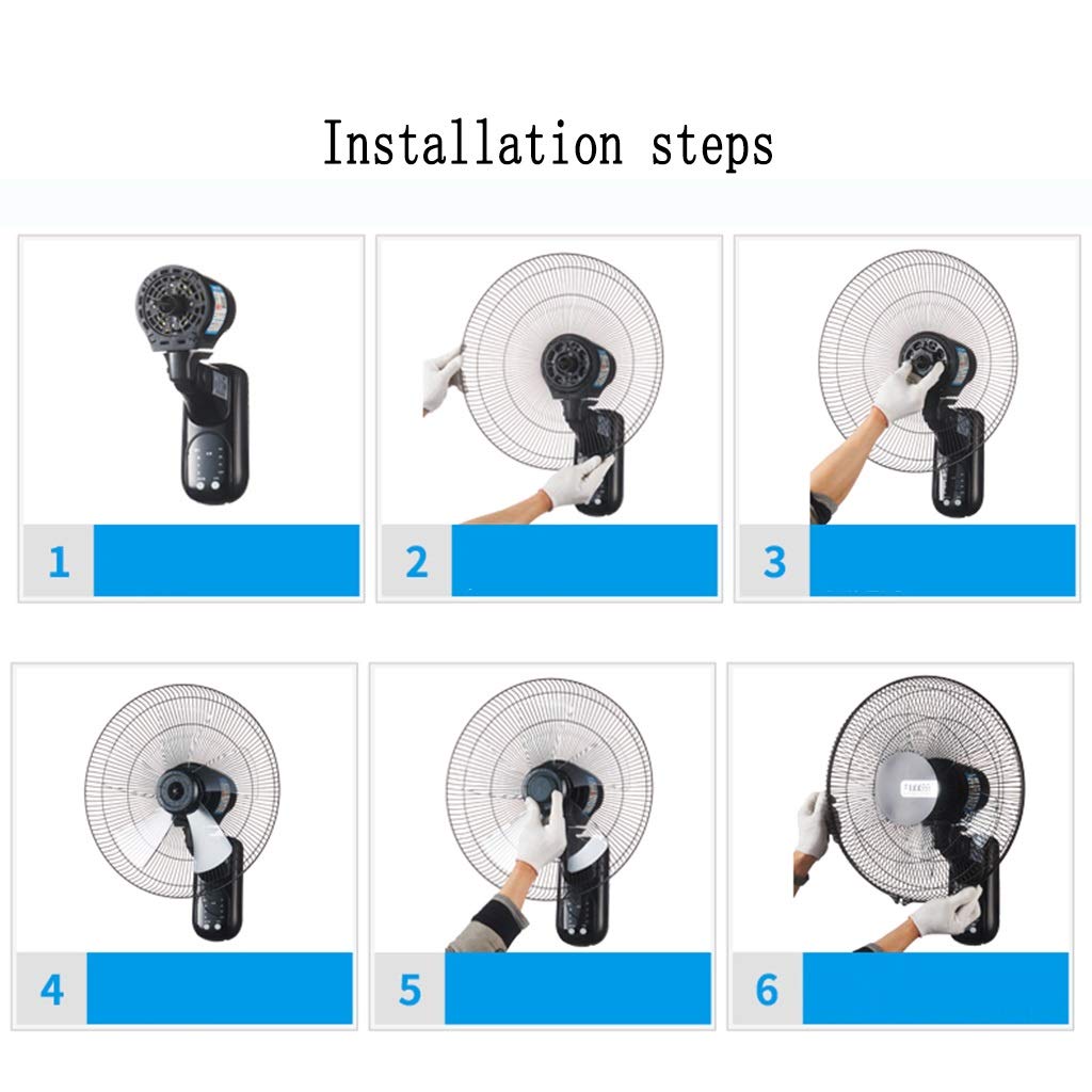 Ventilatore da pavimento, ventilatore elettrico da parete con telecomando, 3 velocità e testa oscillante da 16 pollici per raffreddamento industriale e di negozi