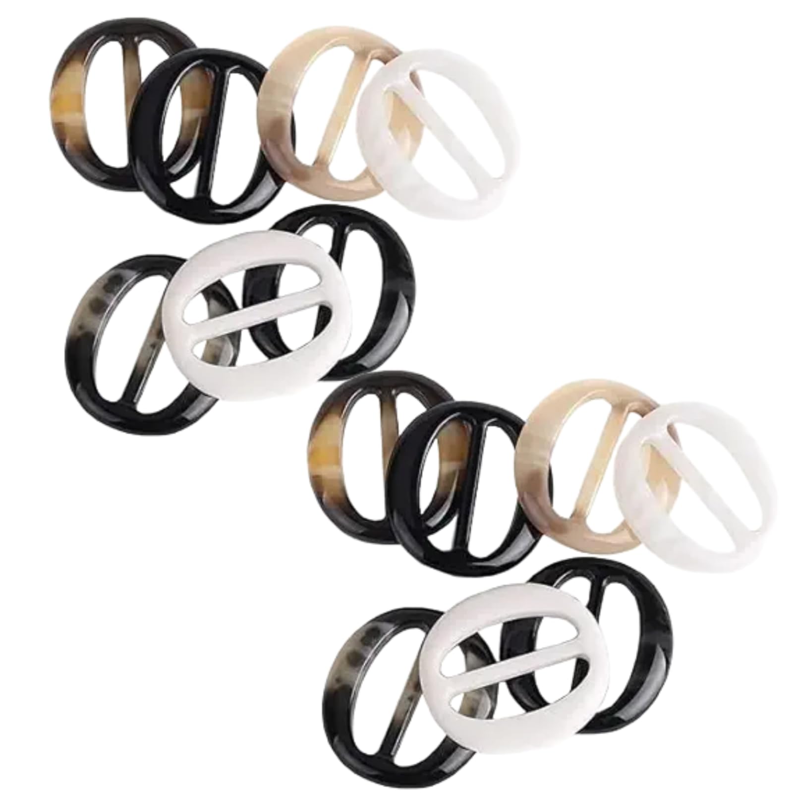 Txuolin Women's Mixed 12Pcs 5Cm Fashion Resin T Shirt Clips Simple Tee Shirt Rings Clasps Elegant Scarf Buckles Slides Waistband Neckerchief Clasps For Girls, Buckles, Fasteners Sewing Supplies