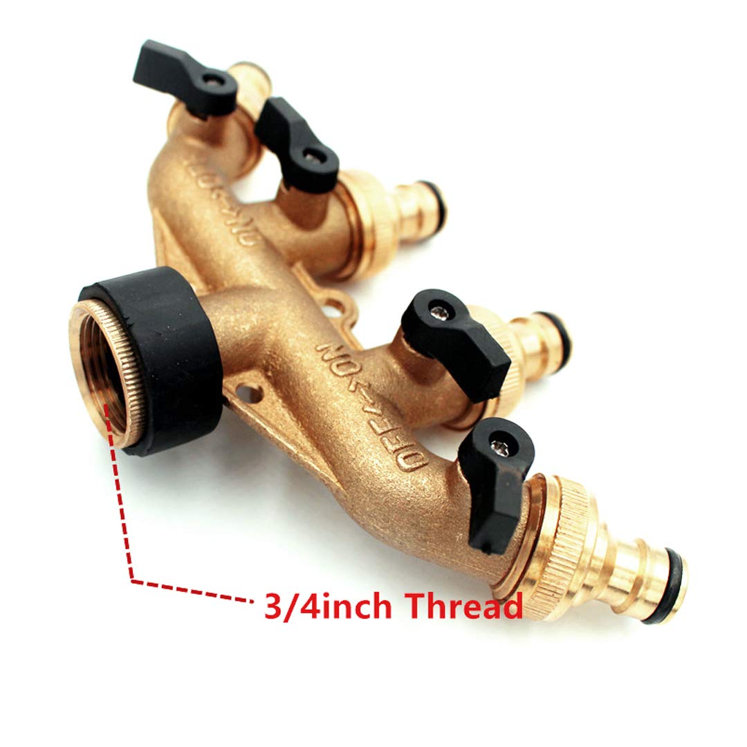 Dreneco Ottone Splitter Tubo da Giardino a 4 Vie, Rubinetto dell'Acqua da 3/4 di Pollice Adattatore, Comodo connettore per Giardino e Vita Domestica