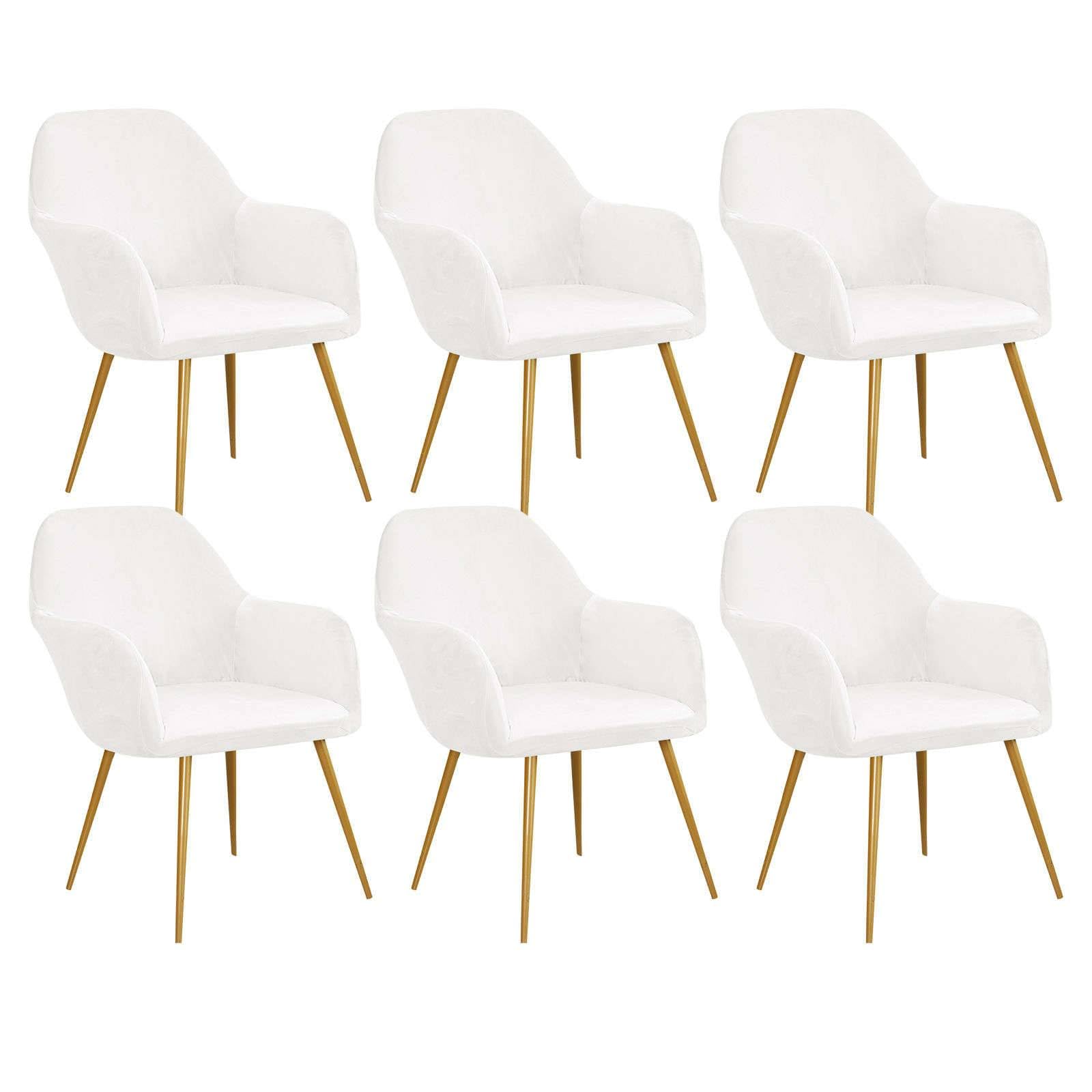 WJHDWYD Velvet Chair Cover with Armrests, 1 Piece Stretch Dining Chair Cover Removable Washable Armchair Cover for Dining Room Bar Living Room(Blanc,6 pièce)
