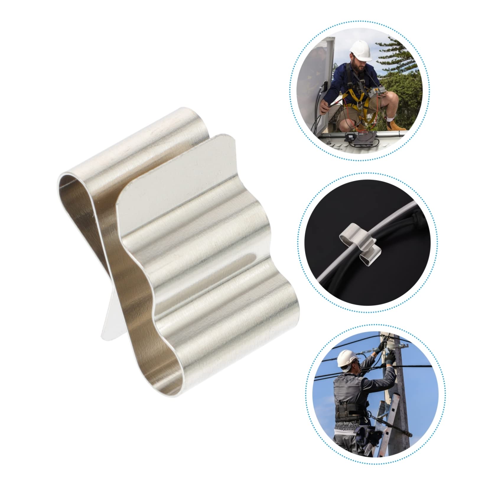 Amosfun 12 Juegos Unidades Clips De Cable De Inoxidable Para Panel Solar Fijación Segura Y Fácil Instalación Para Dos Cables Bajo Marco Presillas Resistentes Sin Daños 50 Piezas X 12