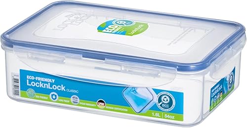 LocknLock Easy Essentials - Tapas de almacenamiento de alimentos recipientes herméticos sin BPA rectangular 54 onzas para verduras transparente