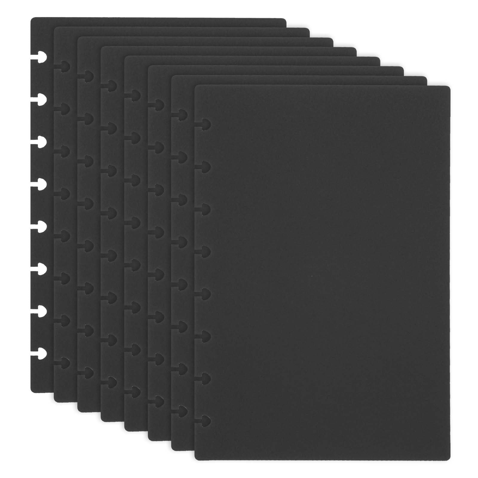 PATIKIL 4 Pair Discbound Notebook Cover, 5.75" x 8.74" Junior Size PP Disc Planner Cover for Arc Notebook Happy Planner Office Product, Black