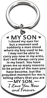 Inspirational Keychain Gift for Son Him from Mom Dad To My Son Back To School Graduation Birthday Teen Boys Adult Son Stepson