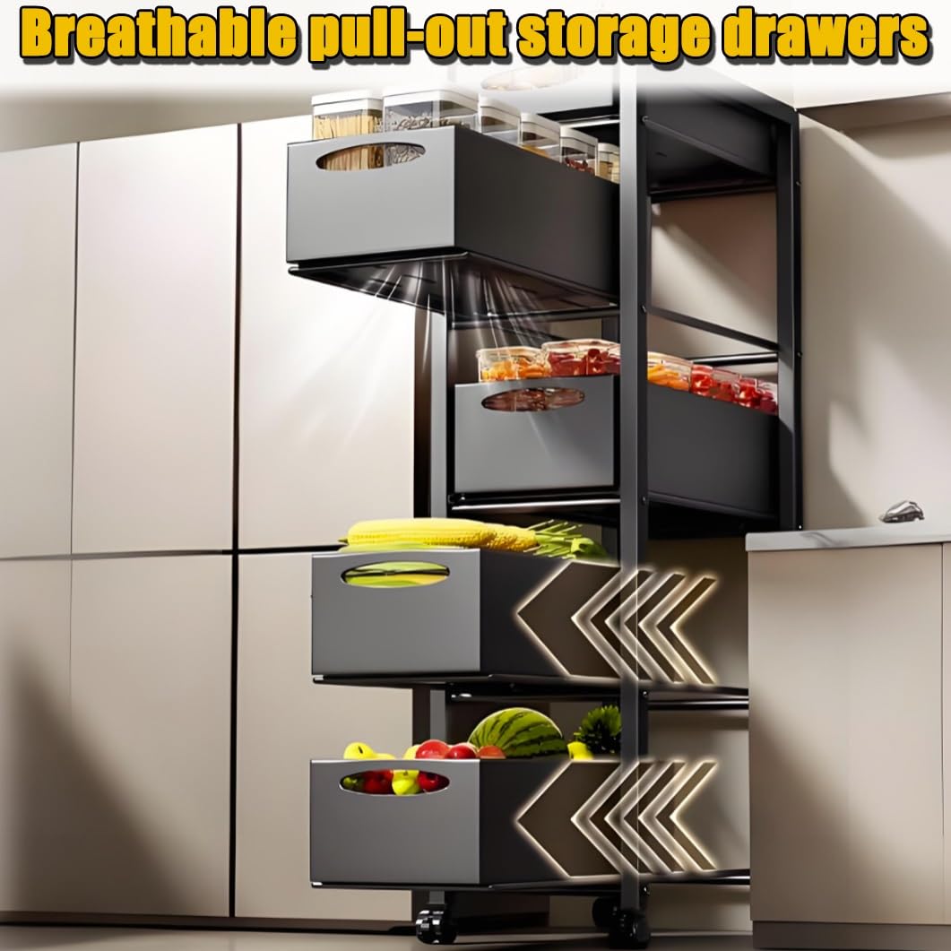 Carrello portaoggetti sottile in metallo a 5 ripiani, con ruote, salvaspazio, per cucina, bagno, colore: nero (26,9 x 38,9 x 134,9 cm)