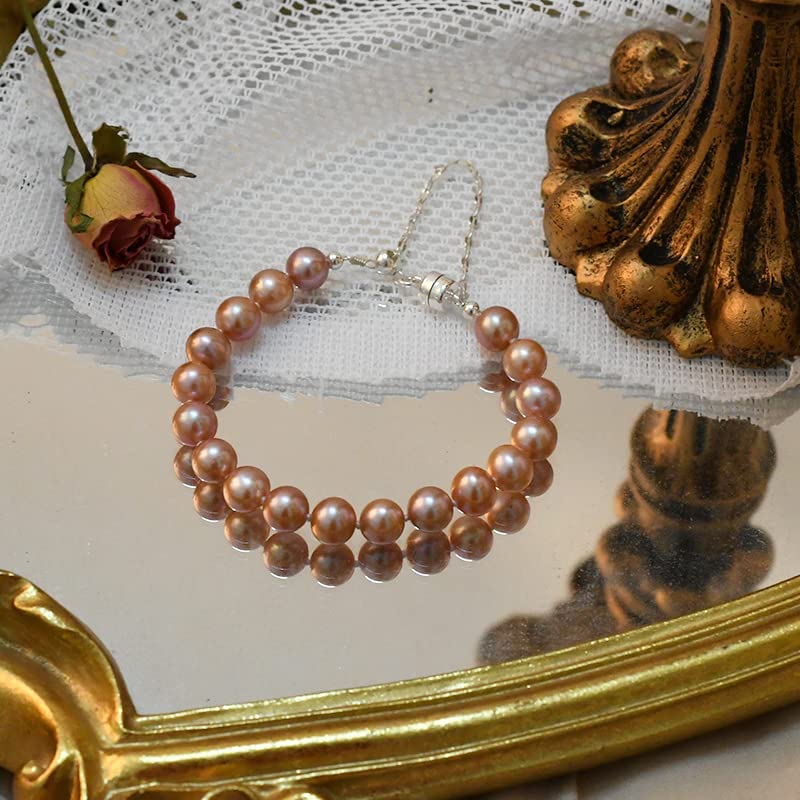 Pulsera De Mujer De Perlas Naturales De Agua Dulce De 7-8mm Regalo De Joyería De Boda De Plata De Ley 925