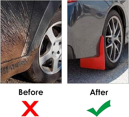 Miniatura 3 de Guardabarros universales para automóvil, 4 unidades de protección contra sedimentos delanteros y traseros (rojo/negro)