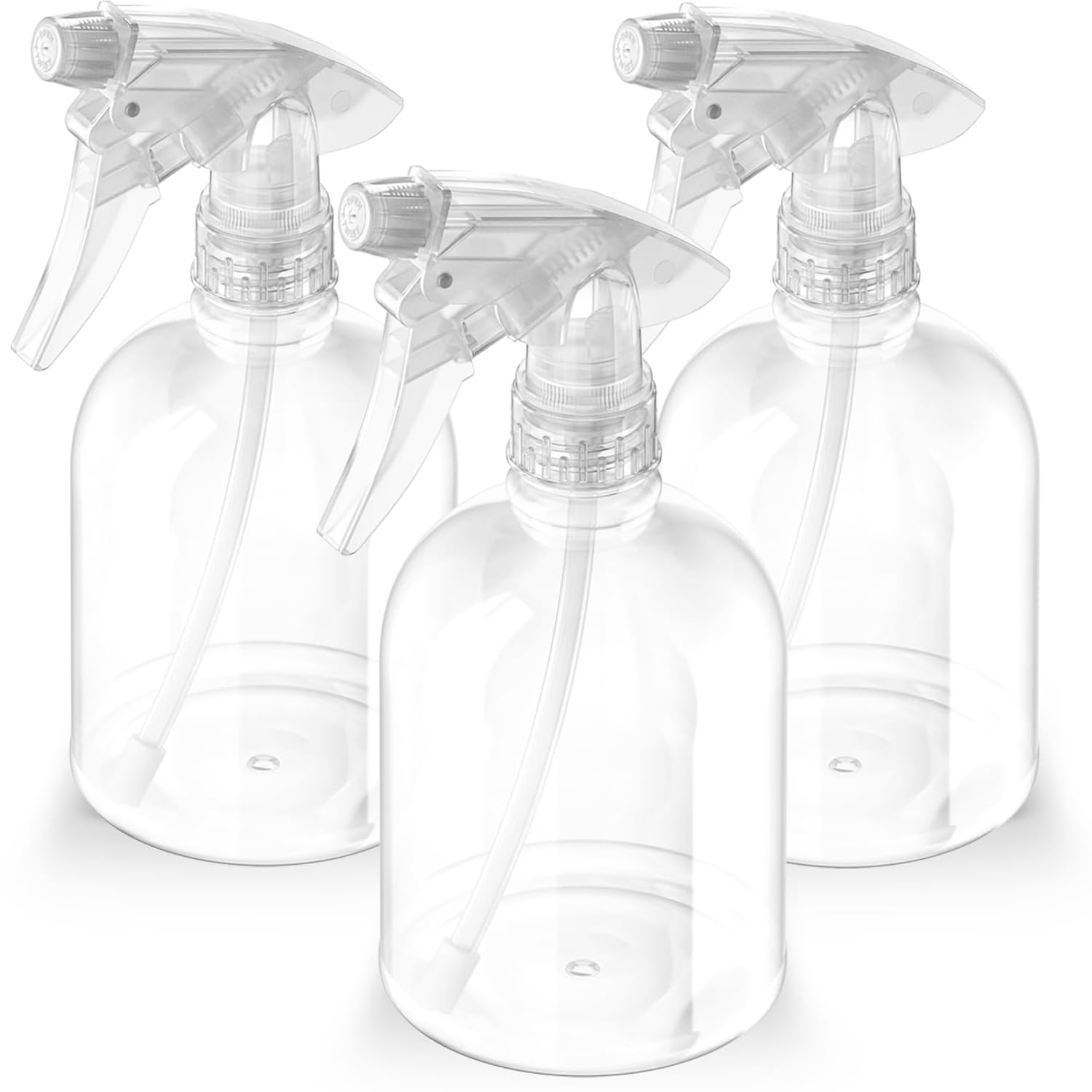 Bar5F Empty Clear Spray Bottle Adjustable Head Sprayer from Fine to Stream, Natural, 16 Oz, Pack of 3