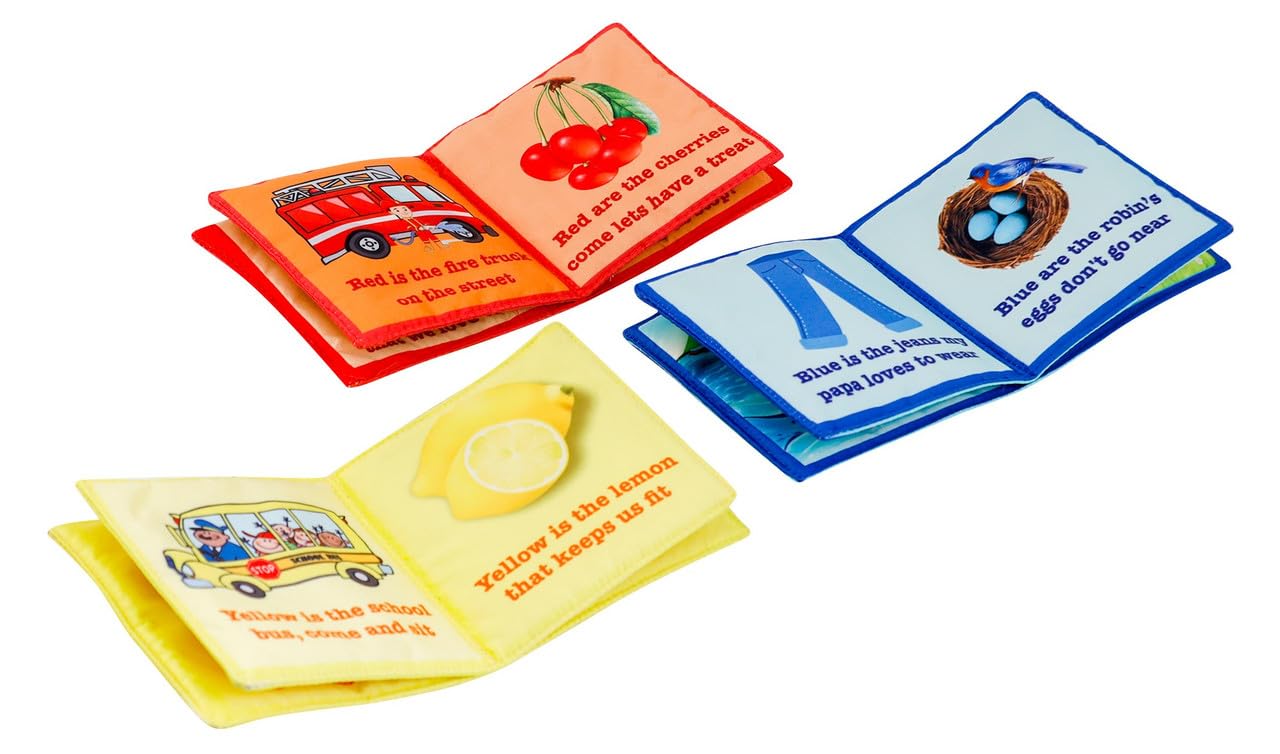 Skyculture® Primary Colours Cloth Book – English Language, Soft Fabric Toy Book for Early Learning Lightweight and Foldable (Pack of 3) for Kids