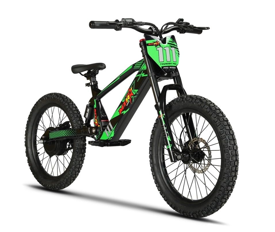 MTR bikes Bicicleta electrica sin Pedales Thunder Pro Ruedas 20” con Suspensión Doble, Frenos Hidráulicos, Batería 36V 7.8Ah 9–16 Años