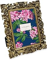 Vista 12 de Laura Ashley - Marco de fotos dorado de 4 x 6 pulgadas con caballete, hecho a mano en resina con textura floral, para exhibición en mesa y pared