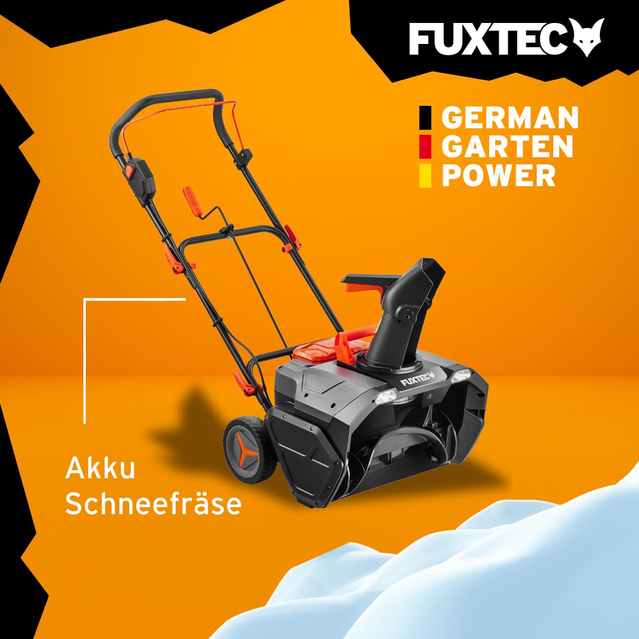 Fuxtec 40V Akku Schneefräse FX-E2SFSET, kabelloser Schneeräumer inkl. Akku + Ladegerät, 51 cm Arbeitsbreite, 6 m Wurfweite, Li-Ion Akku, LED-Frontlichter, leicht und wendig