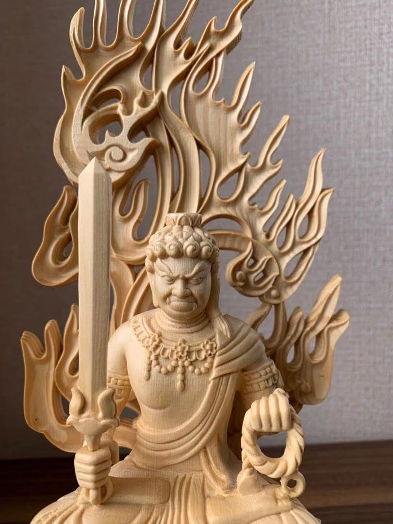 Amazon.co.jp: 仏像 木彫 不動明王像 檜木 (約)高30cm×幅12cm