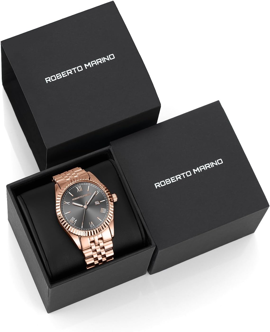 Roberto Marino Men’s Luxury Watch – Gold Stainless Steel, Japanese Quartz, Blue Dial, 3 ATM Water Resistant - Image 2