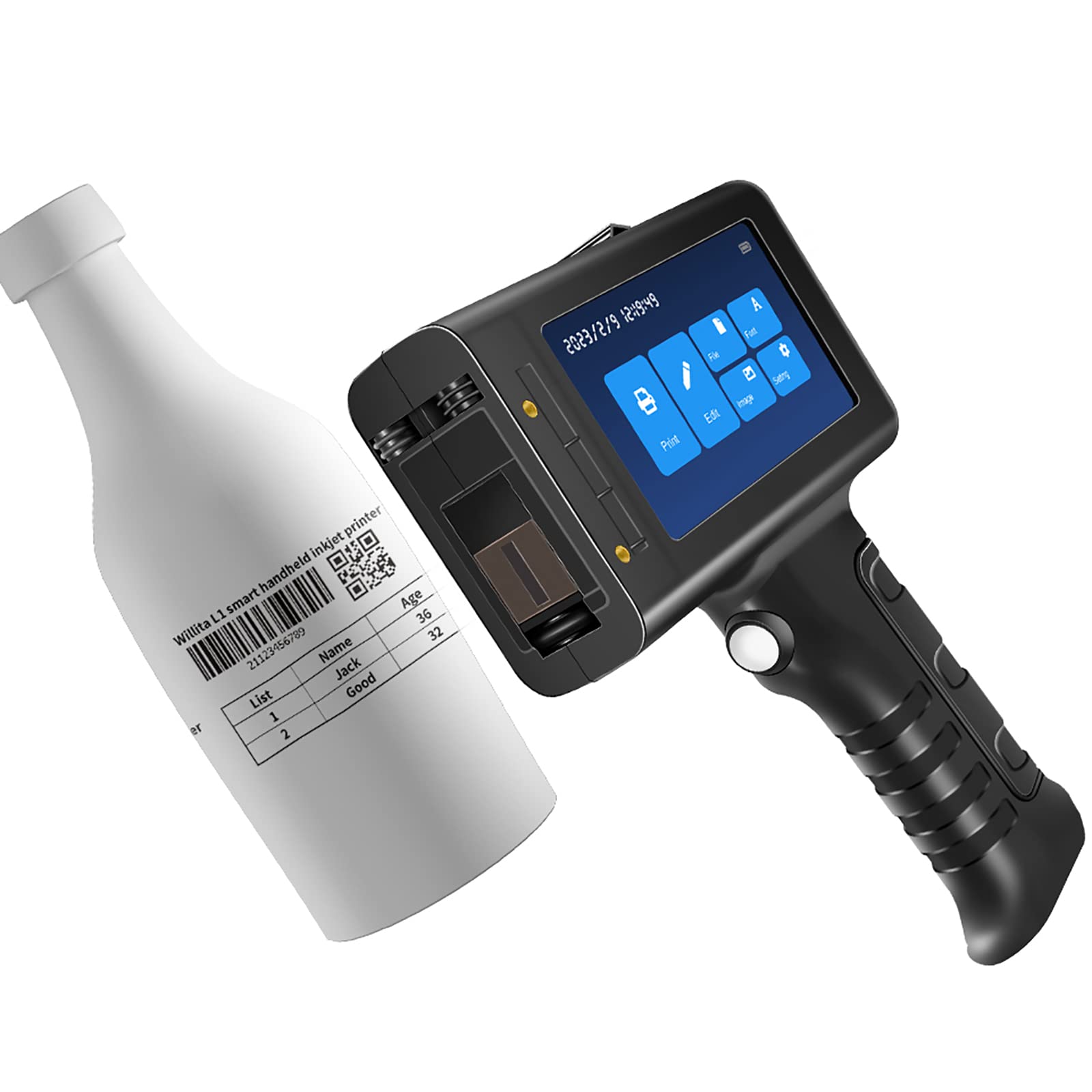 Hand-Held Inkjet Printer,Portable Inkjet Printer,Printing Height 2-12.7mm, Waterproof And Drop-Proof With HD LED Touch Screen For QR-Code Barcode UPC Production Date Logo Batch Number