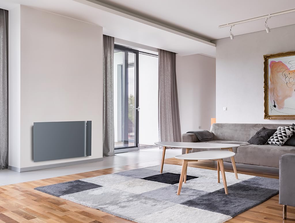 Radialight KYOTO Dual-Therm Radiateur et convecteur électrique ultra-plat avec Wi-Fi inclus (2000 W, gris anthracite)