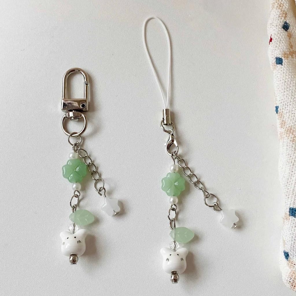 Fashionable Handmade Beaded Rabbits Phone Lanyard Unique Designs Keyring and Bag Decoration for Youth Daily Casual Use image 4