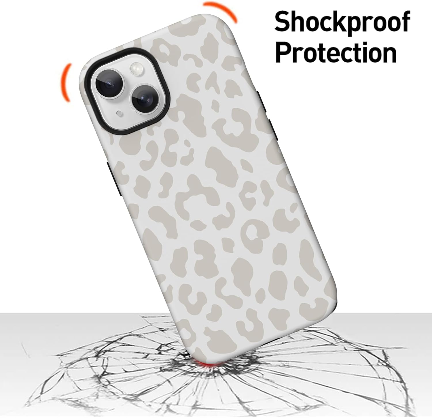 MZELQ Magnetic for iPhone 14 Case 6.1 Inch, White Leopard Cheetah Pattern [Compatible with Magsafe Charging] 2 in 1 Matte Shockproof Protection Hard Phone Cover for Women Men