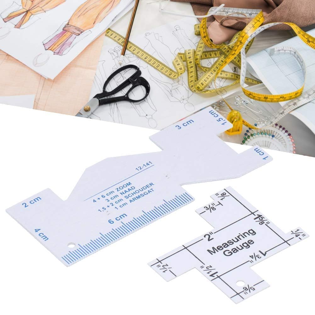 Agatige 4PCS Hand Measuring Gauge, Metal Sewing Ruler Precision Seam Measuring Gauge Metal Quilting Tailor Ruler Template Sewing Ruler for Sewing Craft, Quilting Ruler Templates Sewing Ruler